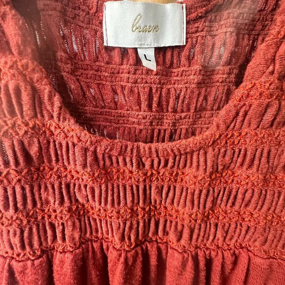 Evereve Braeve Smocked Burnt Orange High Quality Sleeveless Top Size Large - Picture 3 of 5